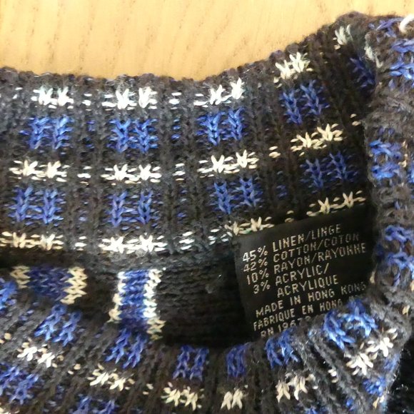 Vintage Jhane Barnes Black/Blue Medium Knitted Sweater - Picture 2 of 3